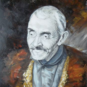 Painting titled "Old man" by Katerina Evgenieva, Original Artwork, Oil