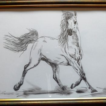 Drawing titled "Horse 13" by Katerina Evgenieva, Original Artwork, Ink