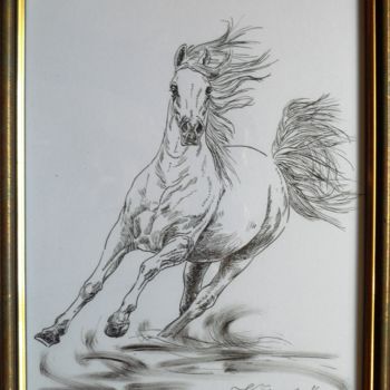 Dessin intitulée "Horse 11" par Katerina Evgenieva, Œuvre d'art originale, Encre