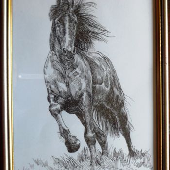 Drawing titled "Horse 10" by Katerina Evgenieva, Original Artwork, Ink