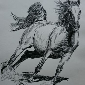 Drawing titled "Horse 12" by Katerina Evgenieva, Original Artwork