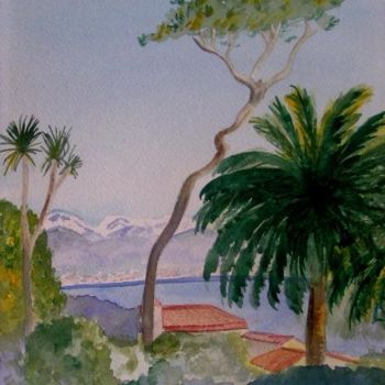 Painting titled "Mer à Antibes" by Troniou, Original Artwork