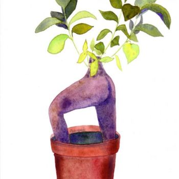Peinture intitulée "Ficus dans son pot…" par Troniou, Œuvre d'art originale, Huile