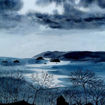Peinture intitulée "La mer de nuit en B…" par Troniou, Œuvre d'art originale, Huile