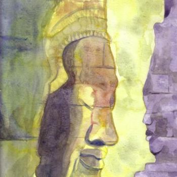 Peinture intitulée "Têtes du temple du…" par Troniou, Œuvre d'art originale, Huile