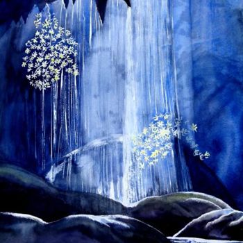 Peinture intitulée "Rideau d'eau et de…" par Troniou, Œuvre d'art originale, Aquarelle