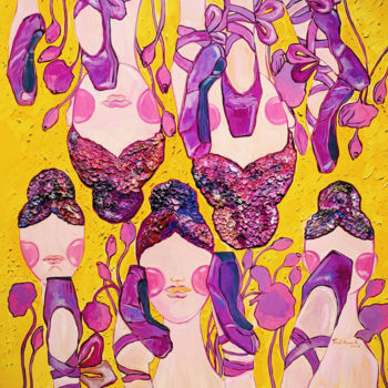 Peinture intitulée "Фиолетовые пуанты" par Kristina Trubitsyna, Œuvre d'art originale, Huile Monté sur Châssis en bois