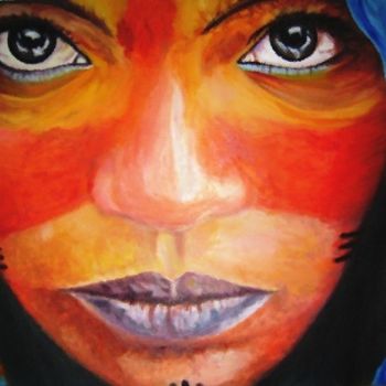 Painting titled "donna Tuareg" by Gian Piero Trucco, Original Artwork, Oil