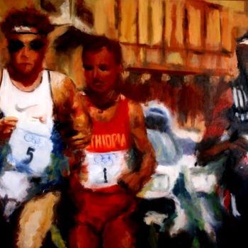 Painting titled "Maratona olimpica" by Gian Piero Trucco, Original Artwork, Oil