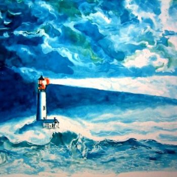 Pintura intitulada "Tempesta" por Gian Piero Trucco, Obras de arte originais, Aquarela