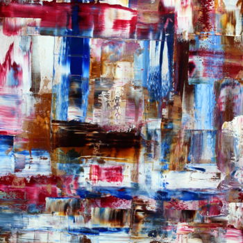 Schilderij getiteld "Glas-in-lood 1" door Trudie Noordermeer, Origineel Kunstwerk, Olie