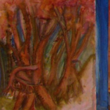 Painting titled "Hug a tree" by Trudy Orzio, Original Artwork, Oil
