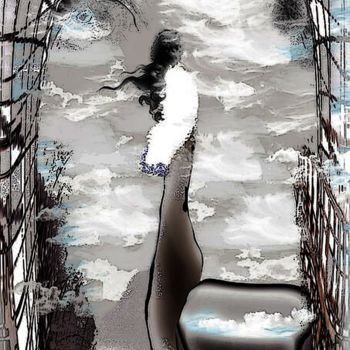 Цифровое искусство под названием "Ванна в облаках" - Lili Drozhievskaia, Подлинное произведение искусства, 2D Цифровая Работа