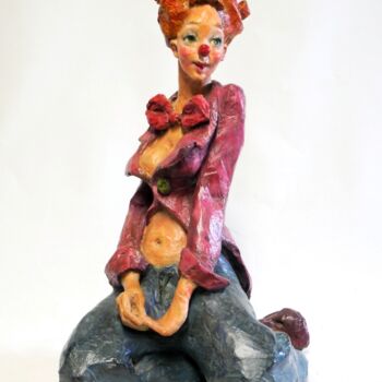 Sculpture titled "la clowne timide,…" by Marie-Thérèse Tsalapatanis, Original Artwork, Bronze
