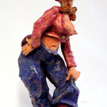 「la clowne dansante」というタイトルの彫刻 Marie-Thérèse Tsalapatanisによって, オリジナルのアートワーク, 樹脂