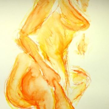 Dessin intitulée "orangee" par Michel Krzyzaniak, Œuvre d'art originale