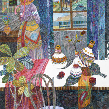 Картина под названием "Window" - Ann Tsarykovska, Подлинное произведение искусства, Акварель
