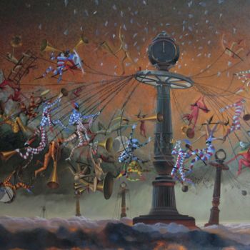 Картина под названием "Карусель" - Tschumakov Sergey, Подлинное произведение искусства, Масло Установлен на Деревянная рама…