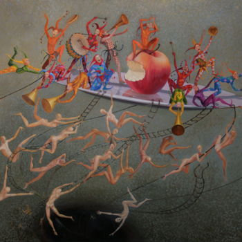 Pintura intitulada "Плод познаний? Плод…" por Tschumakov Sergey, Obras de arte originais, Óleo Montado em Armação em madeira