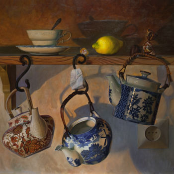 Malarstwo zatytułowany „Чайники” autorstwa Tschumakov Sergey, Oryginalna praca, Olej Zamontowany na Drewniana rama noszy