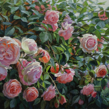 Картина под названием "Розы" - Tschumakov Sergey, Подлинное произведение искусства, Масло Установлен на Деревянная рама для…