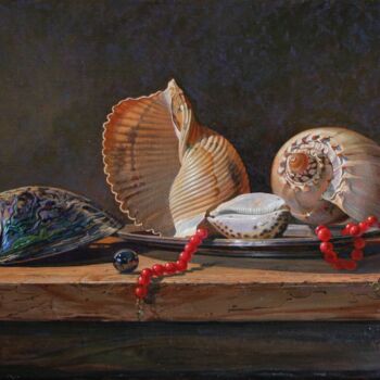 Картина под названием "Коралловые бусы" - Tschumakov Sergey, Подлинное произведение искусства, Масло Установлен на Деревянна…