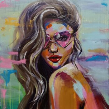 Картина под названием "Sunglasses" - Aliaksandra Tsesarskaya, Подлинное произведение искусства, Акрил