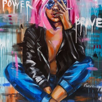 Pintura titulada "Power girl" por Aliaksandra Tsesarskaya, Obra de arte original, Acrílico