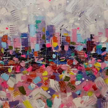 Pintura titulada "Big city" por Aliaksandra Tsesarskaya, Obra de arte original, Acrílico Montado en Bastidor de camilla de m…