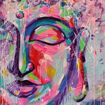 Картина под названием "Buddha - original a…" - Aliaksandra Tsesarskaya, Подлинное произведение искусства, Акрил Установлен н…