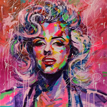 Pintura intitulada "Marilyn Monroe" por Aliaksandra Tsesarskaya, Obras de arte originais, Acrílico Montado em Armação em mad…