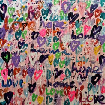 Malarstwo zatytułowany „Home, love, Hope -…” autorstwa Aliaksandra Tsesarskaya, Oryginalna praca, Akryl Zamontowany na Drewn…