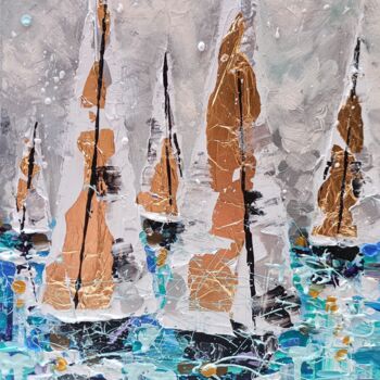 Картина под названием "Sailing for happyne…" - Aliaksandra Tsesarskaya, Подлинное произведение искусства, Акрил Установлен н…