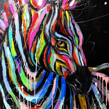 Malerei mit dem Titel "Wild zebra - colorf…" von Aliaksandra Tsesarskaya, Original-Kunstwerk, Acryl