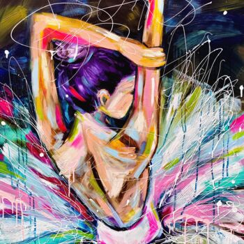 Peinture intitulée "Ballerina - ballet" par Aliaksandra Tsesarskaya, Œuvre d'art originale, Acrylique Monté sur Châssis en b…