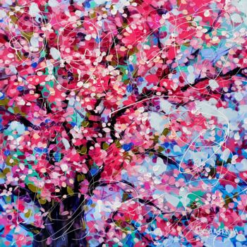 Peinture intitulée "Cherry blossom tree" par Aliaksandra Tsesarskaya, Œuvre d'art originale, Acrylique Monté sur Châssis en…