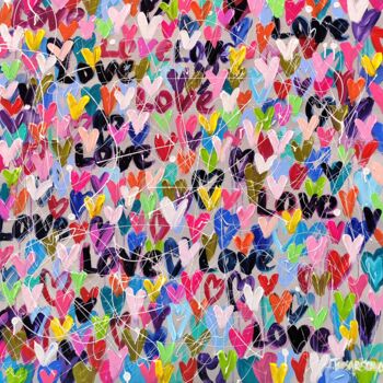 Painting titled "Love, love - colorf…" by Aliaksandra Tsesarskaya, Original Artwork, Acrylic Mounted on Wood Stretcher frame