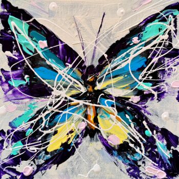 Ζωγραφική με τίτλο "Butterfly life 2" από Aliaksandra Tsesarskaya, Αυθεντικά έργα τέχνης, Ακρυλικό Τοποθετήθηκε στο Ξύλινο φ…