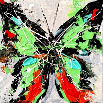 Malerei mit dem Titel "Butterfly life 3" von Aliaksandra Tsesarskaya, Original-Kunstwerk, Acryl Auf Keilrahmen aus Holz mont…