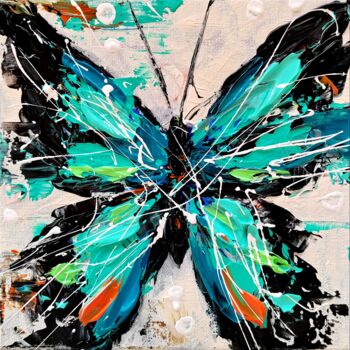 Pintura intitulada "Butterfly life 5" por Aliaksandra Tsesarskaya, Obras de arte originais, Acrílico Montado em Armação em m…
