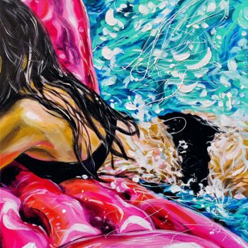 Pintura titulada "Suny day at the pool" por Aliaksandra Tsesarskaya, Obra de arte original, Acrílico Montado en Bastidor de…