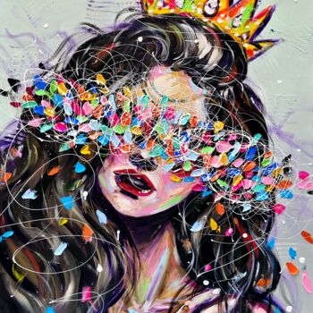 Pintura titulada "My queen - colorful…" por Aliaksandra Tsesarskaya, Obra de arte original, Acrílico Montado en Bastidor de…