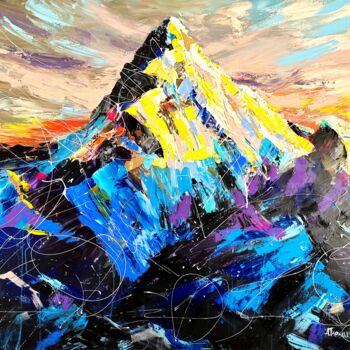 Pittura intitolato "Mountain - landscap…" da Aliaksandra Tsesarskaya, Opera d'arte originale, Acrilico Montato su Telaio per…