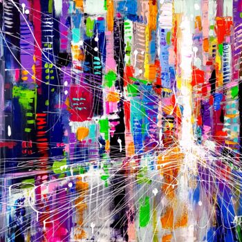 Malarstwo zatytułowany „Big New York life -…” autorstwa Aliaksandra Tsesarskaya, Oryginalna praca, Akryl Zamontowany na Drew…