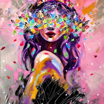 Pintura titulada "You're the queen -…" por Aliaksandra Tsesarskaya, Obra de arte original, Acrílico Montado en Bastidor de c…