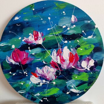 Peinture intitulée "Lilies - lilies in…" par Aliaksandra Tsesarskaya, Œuvre d'art originale, Acrylique Monté sur Châssis en…