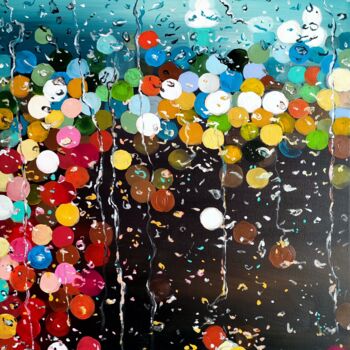 Malerei mit dem Titel "Rain in New York ci…" von Aliaksandra Tsesarskaya, Original-Kunstwerk, Acryl Auf Keilrahmen aus Holz…