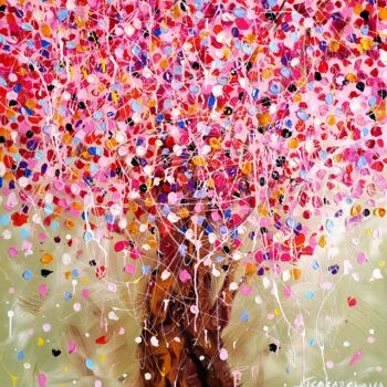 Malerei mit dem Titel "Blossom tree - cher…" von Aliaksandra Tsesarskaya, Original-Kunstwerk, Acryl Auf Keilrahmen aus Holz…