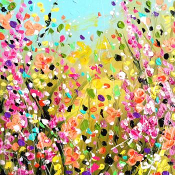 Картина под названием "Summer flowers field" - Aliaksandra Tsesarskaya, Подлинное произведение искусства, Акрил Установлен н…