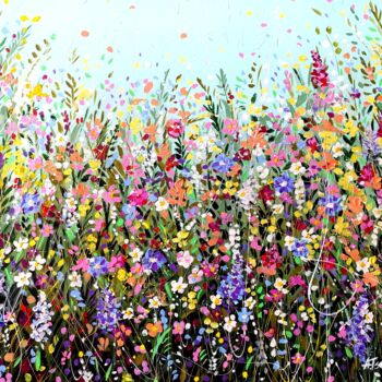 "Colorful summer flo…" başlıklı Tablo Aliaksandra Tsesarskaya tarafından, Orijinal sanat, Akrilik Ahşap Sedye çerçevesi üzer…